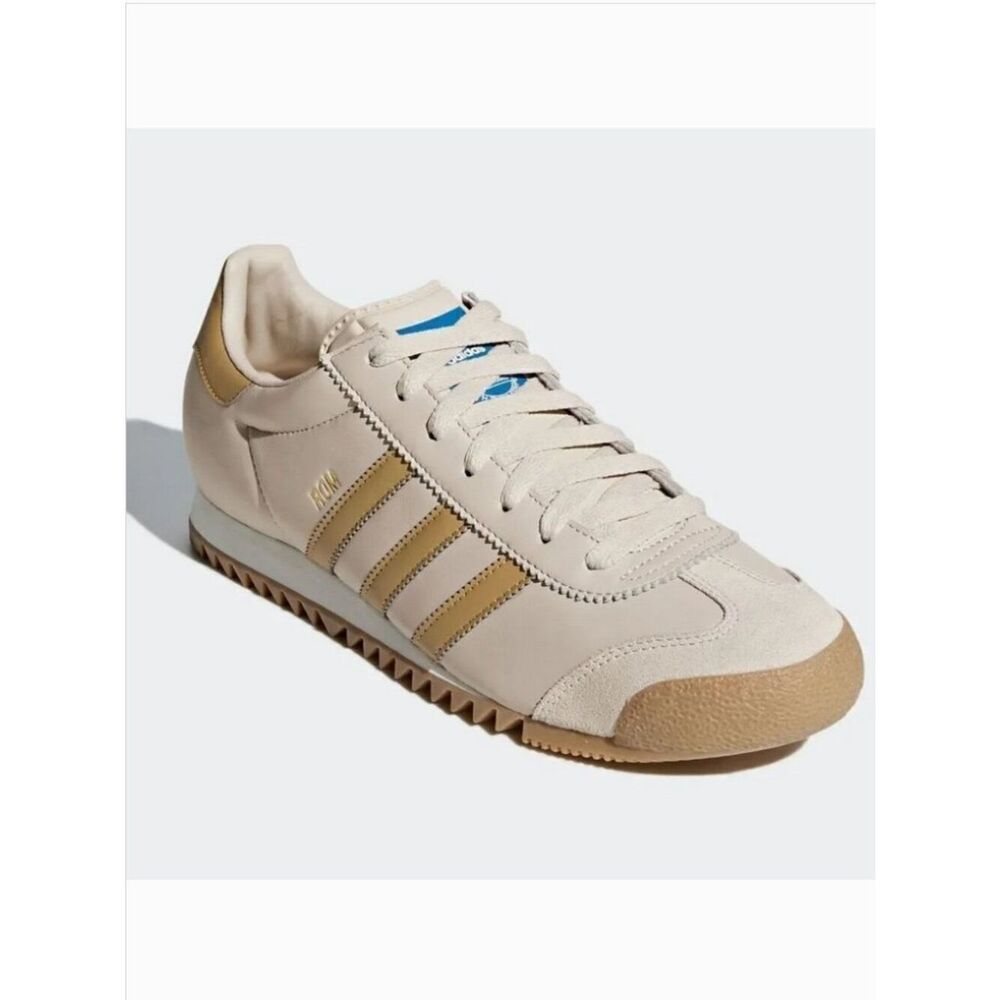 Vintage 1970s Adidas Rom in the Tan Leather Light Brown stripes 7 mens 8 wmns